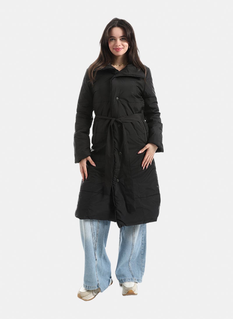 Andora Mid-Length High-Collar Puffer_Black - Image 1